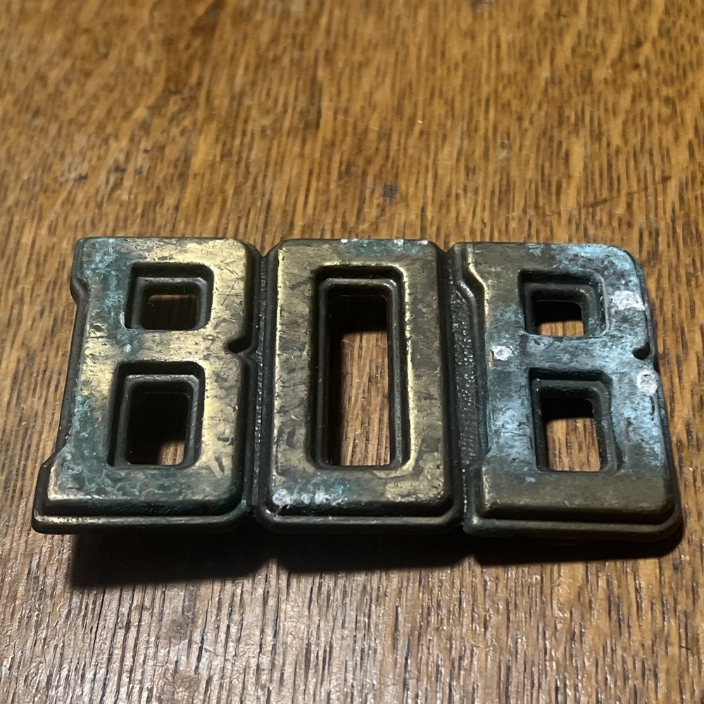Vintage M.B.C.I. Solid Brass Name Belt Buckle – USA Cast Brass –BOB – 1970s